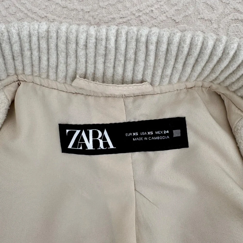 Women’s Wool Bomber Jacket Zara Size XS - Picture 3 of 4